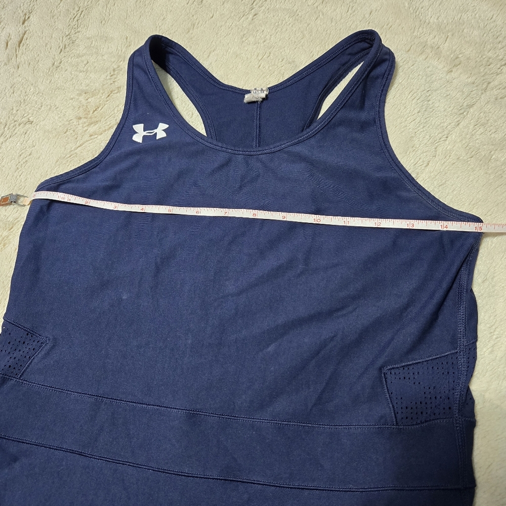 Under Armour Court Dress Tennis Golf Pickleball, navy racerback, M - Picture 10 of 16